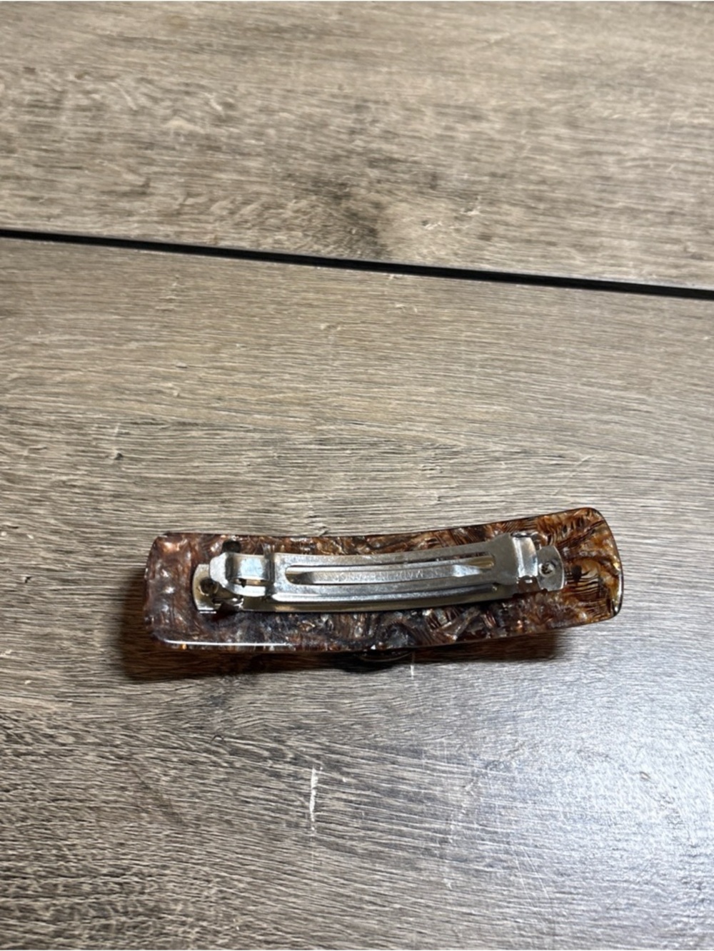 Vintage Brown Tortoise Color Oval  Plastic Hair Clip Barrette Made In France - Picture 5 of 5